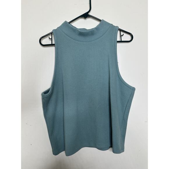 A New Day Size XXL NEW Cropped Tank Top Light Blue Gray Stretchy Fitted Knit - Picture 1 of 7